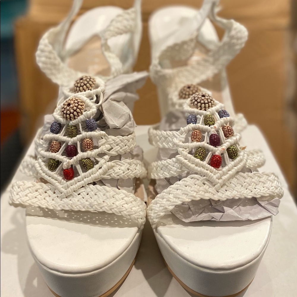 Size 10, bohemian platform wedges